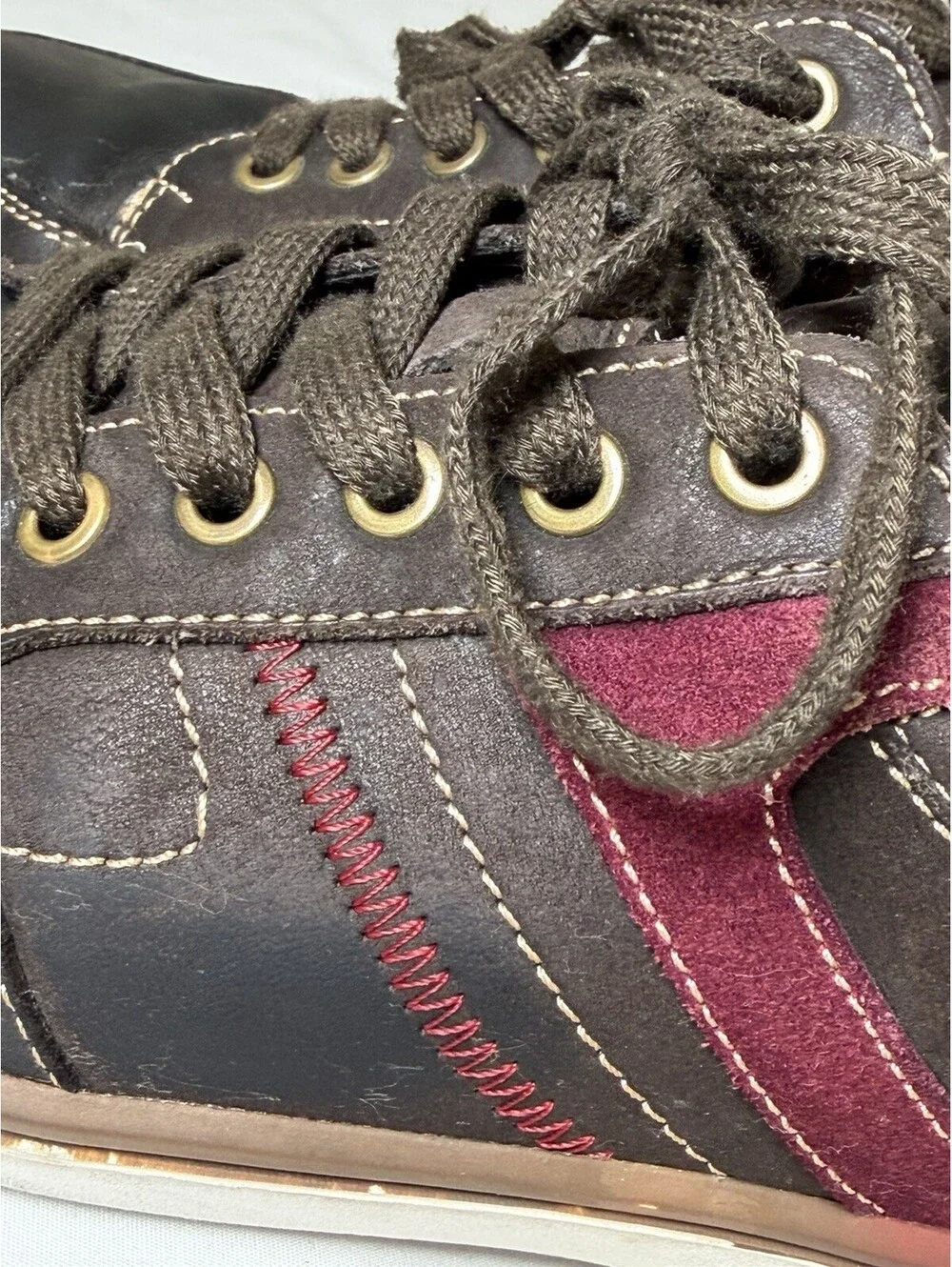 Pierre Cardin Brown Leather Sneakers with Red Accent 9.5